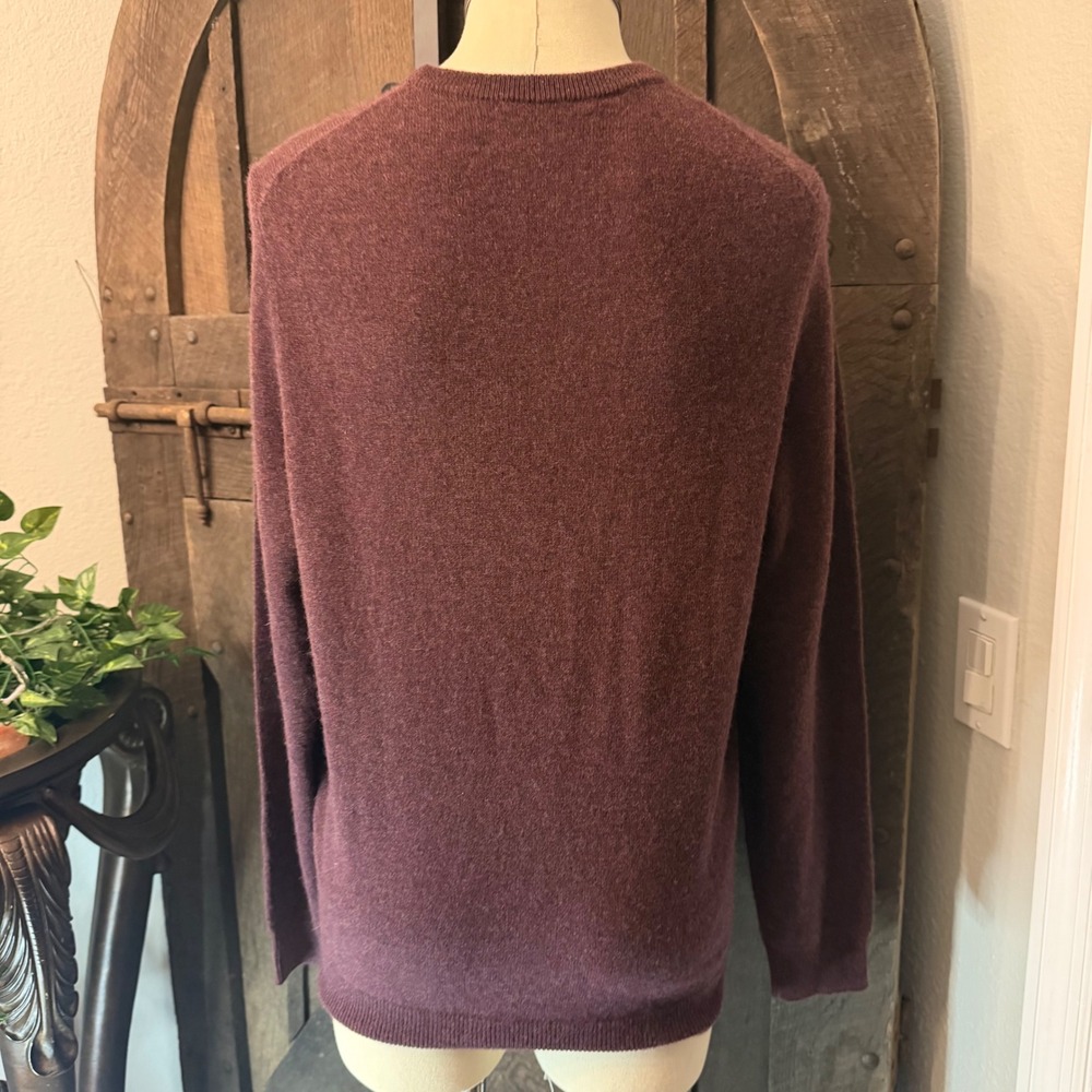 Nordstrom Crewneck Sweater S Burgundy Cashmere Knit Classic - Picture 2 of 3